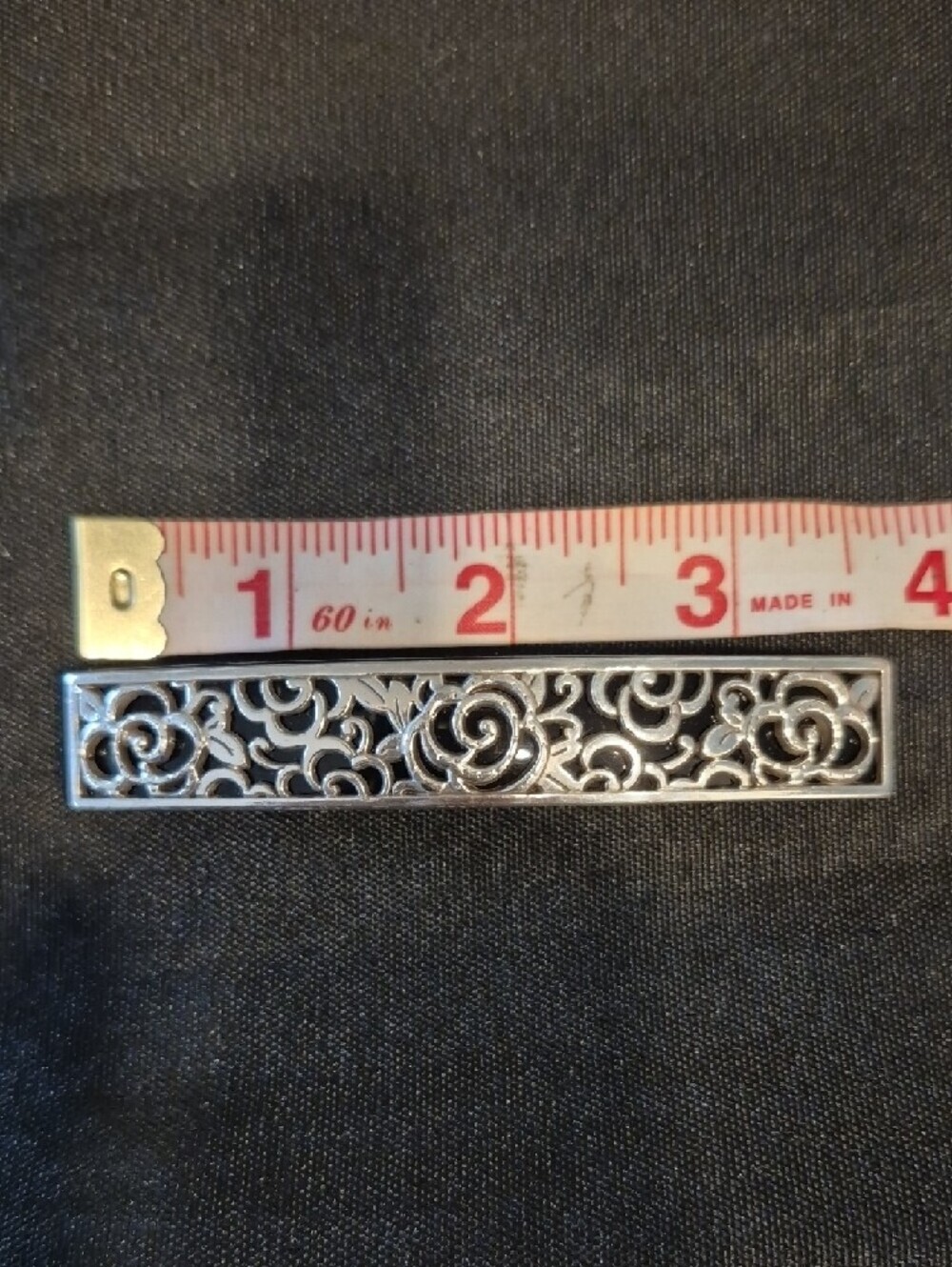 Silver-Tone Floral Filigree Barrett Made In France - Picture 4 of 4